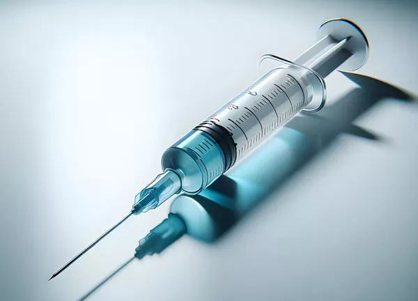 Symbolbild Spritze mit Pentobarbital als blaue Flüssigkeit